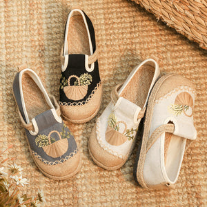 New Embroidered Shoes Flat-heeled and Low-top Embroidered Shallow-mouthed Shoes Ethnic Style Cloth Shoes