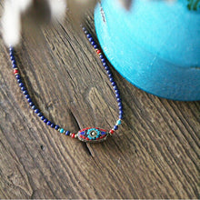Load image into Gallery viewer, Nepalese Tibetan jewelry Bohemian necklace female clavicle chain bracelet brass lapis lazuli retro ethnic style
