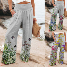 Load image into Gallery viewer, New Women&#39;s Elastic Printed High Waist Pocket Casual Wide Leg Pants
