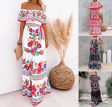 Load image into Gallery viewer, Summer New Shoulder Print Long Swing Dress
