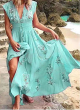 Load image into Gallery viewer, Women&#39;s V-Neck Sexy French Beach Boho Print Dress
