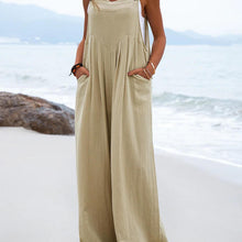 Load image into Gallery viewer, Ladies Fashion Ethnic Style Solid Color Button Suspender Jumpsuit
