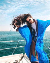 Load image into Gallery viewer, Chiffon Edge Embroidered Loose Beach Blouse Swimsuit Holiday Sun Protection Cardigan
