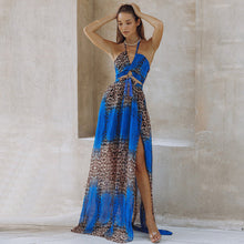 Load image into Gallery viewer, Sexy leopard print backless dress chiffon pendulum bohemian long dress
