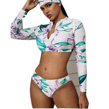 Load image into Gallery viewer, New Long-sleeve print sexy bikini zipper swimwear
