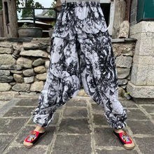 Load image into Gallery viewer, Ethnic style summer men&#39;s and women&#39;s same large crotch pants cotton and linen printed casual lantern trousers
