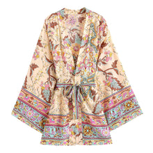 Load image into Gallery viewer, Rayon Cropped Kimono Belt Jacket Loose Bohemian Beach Cardigan
