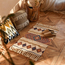 Load image into Gallery viewer, Nordic style cotton tassel woven floor mats Bedroom bedside mats Simple modern carpets
