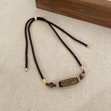 Load image into Gallery viewer, Ethnic style Tibetan style nine-eyed dzi necklace women&#39;s niche design emotional couple accessories new Chinese vintage sweater chain
