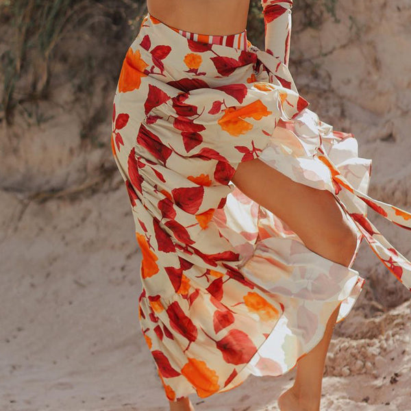 New split one shoulder long sleeve high waist bikini sexy three-piece suit