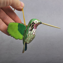 Load image into Gallery viewer, Cloisonne Copper Bodied Kingfisher Hummingbird Pendant Filigree Christmas Tree Pendant Collection
