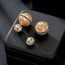 Load image into Gallery viewer, Double-sided openwork front and rear ball ball earrings vintage
