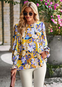 Women's floral temperament top versatile shirt