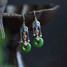 Load image into Gallery viewer, S925 sterling silver fringed southern red temperament women&#39;s lapis lazuli earrings jewelry
