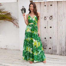 Load image into Gallery viewer, Bohemian print maxi dress sexy V-neck slip dress
