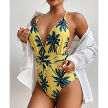 Load image into Gallery viewer, Fashion One Piece Swimsuit Sexy Vintage Ladies One Piece Swimsuit Tropical Leaf Print Swimsuit
