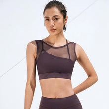 Load image into Gallery viewer, Mesh stitching yoga back large size underwear bra running fitness sports bra
