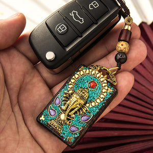 Nepal exotic keychain pendant creative personality men's and women's car chain red hand woven rope Pendant