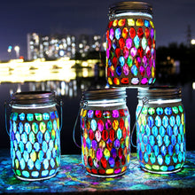 Load image into Gallery viewer, Bohemian Mosaic Solar Glass Lamp Mason Lamp Outdoor Lawn Atmosphere Lamp
