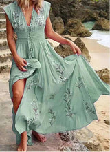 Load image into Gallery viewer, Women&#39;s V-Neck Sexy French Beach Boho Print Dress
