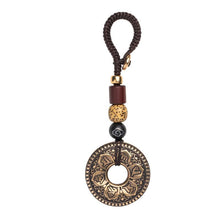 Load image into Gallery viewer, Six-character mantra pendant brass car keychain small pendant
