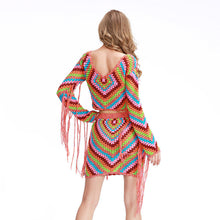 Load image into Gallery viewer, Long Sleeve Top Women Fashion Short High Waist Tassel Hand Crochet Swimsuit Cover Up Simple Beach Swimwear
