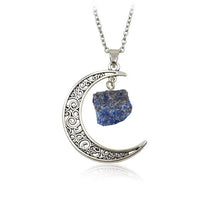 Load image into Gallery viewer, Natural stone crystal necklace vintage moon alloy sweater chain
