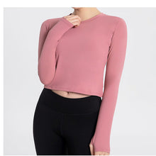 Load image into Gallery viewer, Sports Yoga Wear Women&#39;s Loose Slimming Blouse and Quick-drying Sportswear Solid Color Long-sleeved Yoga Wear with Hollow Back
