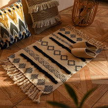 Load image into Gallery viewer, Nordic style cotton tassel woven floor mats Bedroom bedside mats Simple modern carpets
