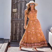 Load image into Gallery viewer, Bohemian print casual halterneck maxi dress
