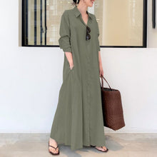 Load image into Gallery viewer, New solid color simple loose casual long shirt dress
