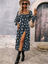 Load image into Gallery viewer, Printed long sleeves backless bohemian dress for women
