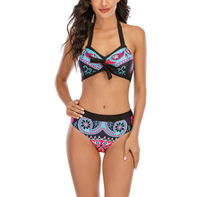 Load image into Gallery viewer, Gather geometric patterned women&#39;s split swimsuit
