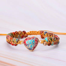 Load image into Gallery viewer, Emperor Stone Peach Heart Shaped Bezel Hand-woven Bracelet Adjustable
