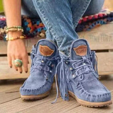 Load image into Gallery viewer, New winter products comfortable thick-soled fringed lace-up women&#39;s short boots snow boots
