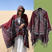 Load image into Gallery viewer, Ethnic Style New Split Shawl Women&#39;s Cloak Scarf Thickened Warm Travel Coat Cloak
