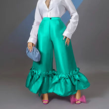 Load image into Gallery viewer, Women&#39;s High Waist Loose Design Ruffle Wide Leg Pants Long Pants
