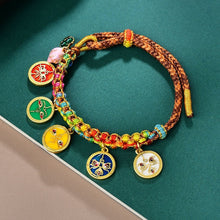 Load image into Gallery viewer, Tibetan Handmade Rope Tangka Handwoven Colorful Rope Five Gods of Wealth Bracelet
