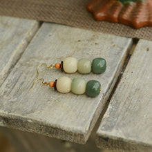 Load image into Gallery viewer, Natural Bodhi root personality gradient color stud earrings simple earrings ethnic style 925 silver hook earrings
