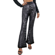 Load image into Gallery viewer, sequins high waist flared pants slim wide leg pants women&#39;s casual pants
