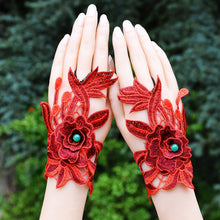 Load image into Gallery viewer, Gloves, wristbands, ethnic style, women's embroidery, fingerless embroidery, wrist sleeves, summer jewelry, semi-fingered ethnic style
