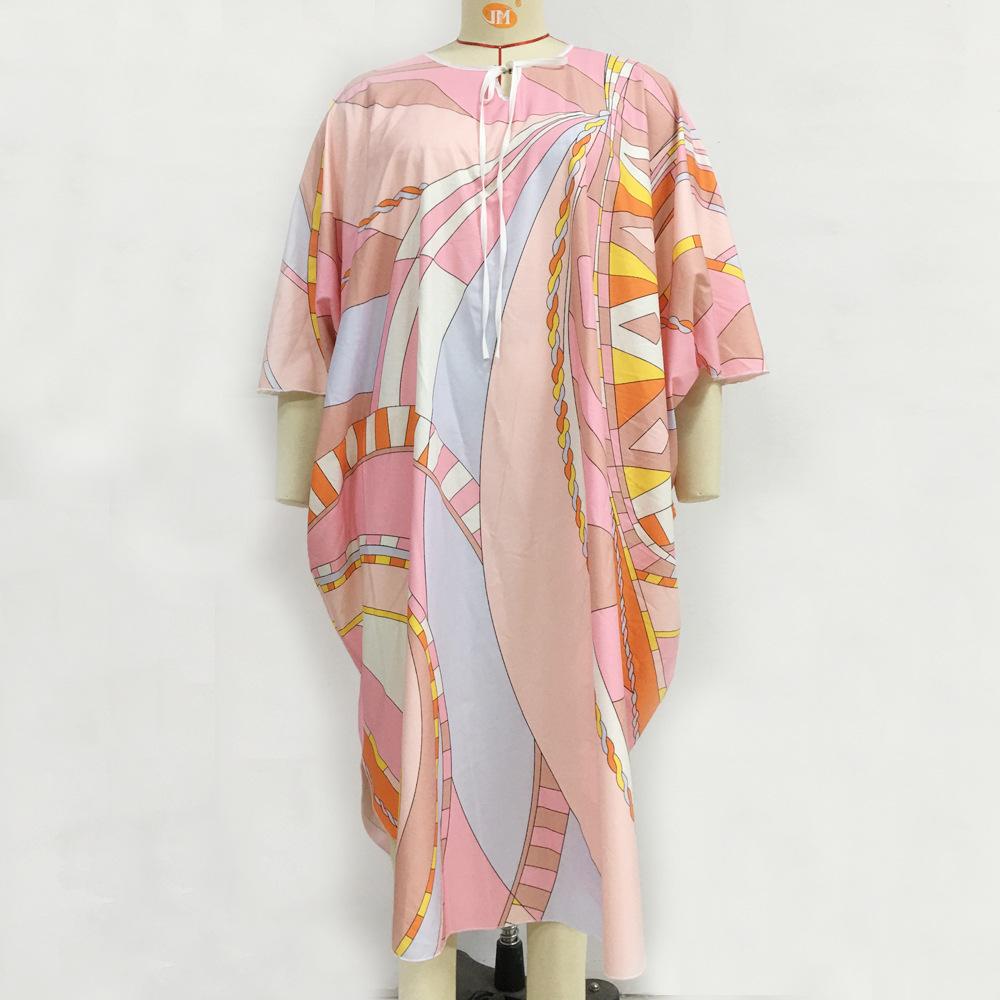 Women's dress Muslim loose large size robe printed dress