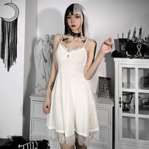 Sexy suspender dress women's chest and backless lace stitching new short dress