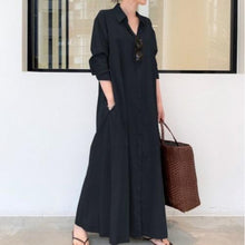 Load image into Gallery viewer, New solid color simple loose casual long shirt dress
