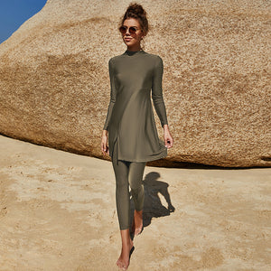 Solid long-sleeved trousers all surround the swimsuit Conservative beach surf sunscreen swimsuit