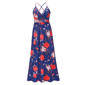 Floral Sling Long Dress Fashion Slim Fit Slim Dress