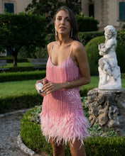 Load image into Gallery viewer, Stylish fringed sequin feather panels dress dress
