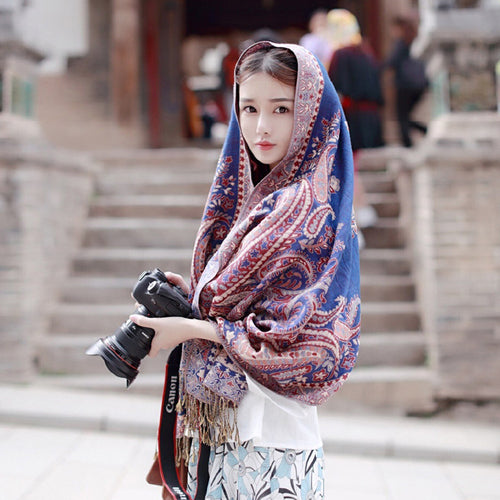 Tibetan sunscreen scarf  women retro red national style shawl