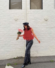 Load image into Gallery viewer, Back Zip Sleeveless Panel Feather Tank Top T-Shirt
