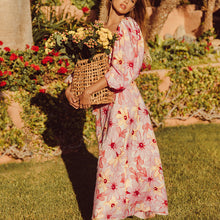 Load image into Gallery viewer, Dress temperament sweet and fashionable puff sleeves print slim waist women&#39;s clothing
